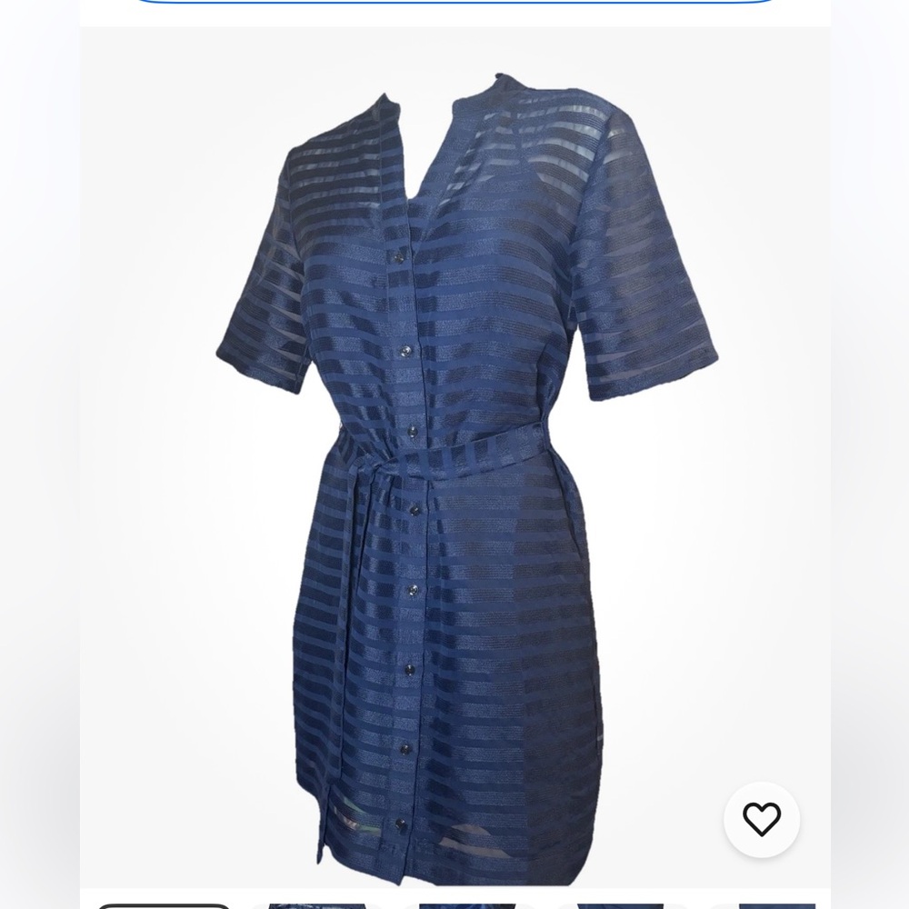 Banana Republic 2 Piece Navy Sheer Stripe Dress Set  Slip Dress